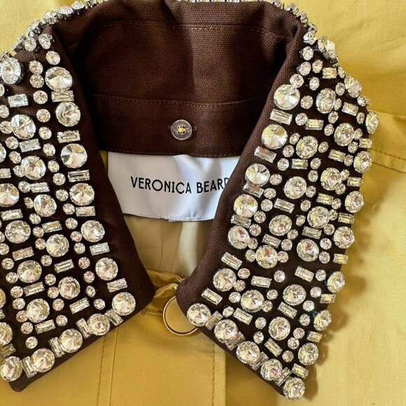 Veronica Beard Arlen Crystal Collar Cotton Dickey Coat - Picture 13 of 14